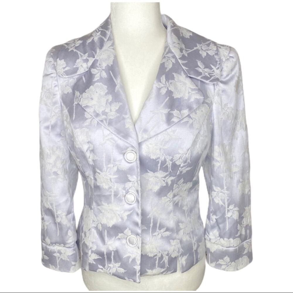 Vintage bebe Lilac White Floral Jacket Blazer Size 8